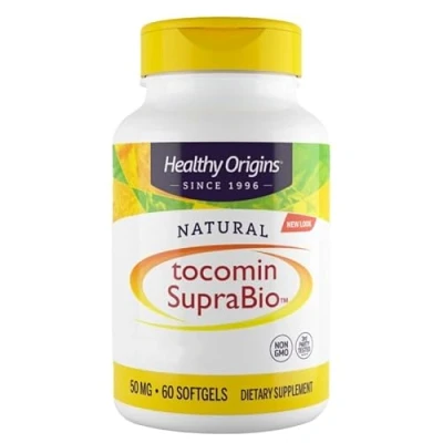 Image of Healthy Origins, Natural Tocomin SupraBio, 50mg, 60 Softgels, Vitamin E, Gluten Free, SOYA Non GMO