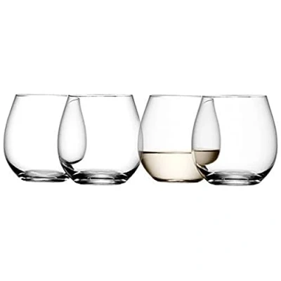 Image of LSA Wine Stemless White Glass 370ml Clear Set of 4 Mouthblown &amp; Handmade WI01