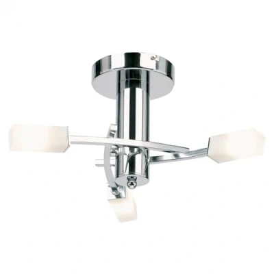 Image of Havana 3 Light Semi Flush Multi Arm Ceiling Chrome, Acid Etched Glass, G9