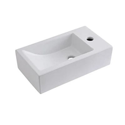 Image of Milano Elswick White Rectangular Countertop Wall Hung 1 Tap Hole Bathroom Basin Sink 450mm x 250mm
