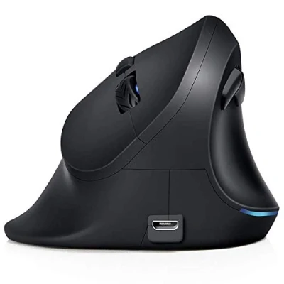 Image of tellaLuna Wireless Vertical Mouse, Ergonomic Silent Optical Rechargeable Mouse 2.4G, Adjustable DPI 800/1200/1600, Large Hand Black (472451)