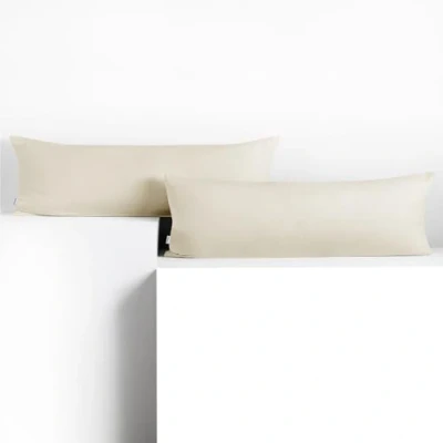 Image of DecoKing 2 Pillowcases 40 x 200 cm Jersey 100% Combed Cotton Zip Ecru Amber