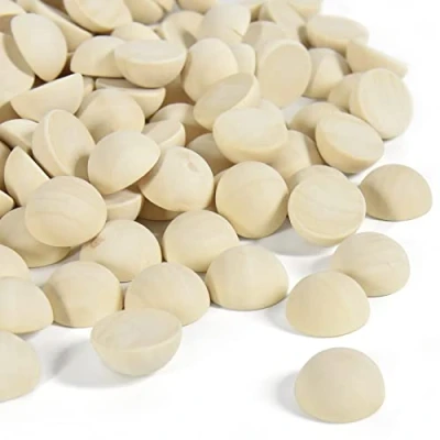 Image of LUUFAN 200pcs 20mm Split Wood Balls, Small Natural Unfinished Half Round Wooden Beads for DIY Crafts Arts Supplies, 2 cm