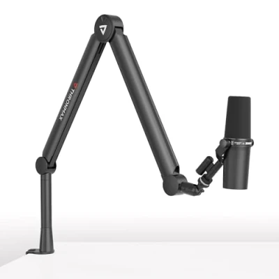 Image of Boom Arm THRONMAX S8 Mic Stand for Game Streaming and Broadcasting, Sturdy Universal with 1/4“，3/8&quot; to 5/8&quot; Adapter Blue Yeti, Elgato, All Metal Fully Adjustable Arm,Black