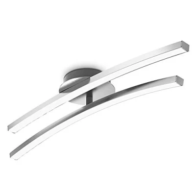 Image of B.K.Licht LED Ceiling Light, 12W, 960Lm, Warm White Light 3000K, Built in Boards Included, 1 Adjustable bar, 21in Long, Modern Fixture for bedrooms, Brushed Aluminium Finish, 230V IP20