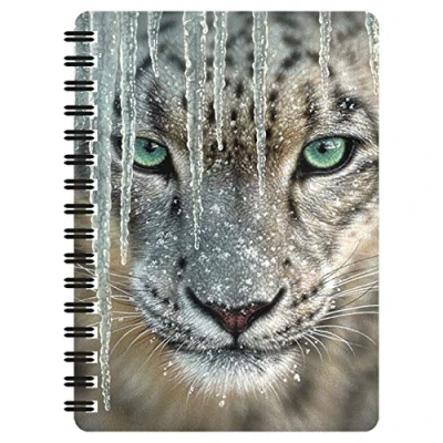 Image of 3D LiveLife Jotter Blue Ice from Deluxebase. Lenticular Snow Leopard A6 Spiral Notebook with Plain Recycled Paper Pages. Artwork Licensed Renowned Artist Collin Bogle