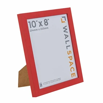 Image of Wall Space 10x8 Red Frame Modern Photo Frames 10 x 8 inch Wooden 8x10 Picture made from SOLID WOOD REAL GLASS