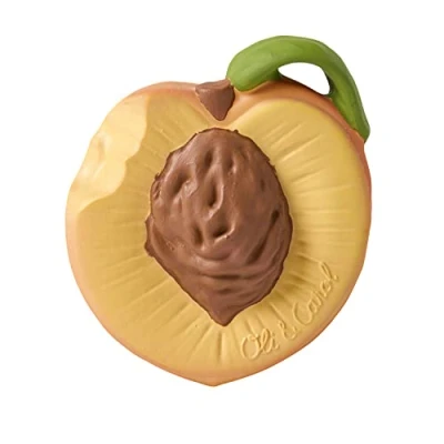 Image of Oli &amp; Carol Natural Rubber Baby Teether Peach, Orange, Palm Peach