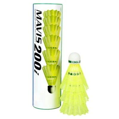 Image of Yonex Mavis 200i Nylon Badminton Shuttlecocks (Yellow, Medium Speed) Flight Stability Synthetic Cork