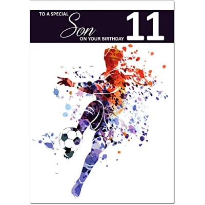 Image of doodlecards Son 11th Birthday Card Medium Size with Plain Envelope