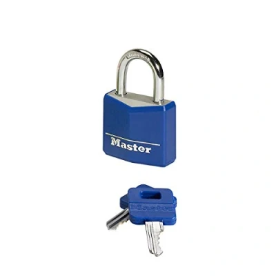 Image of Master Lock 9131EURDCOL Key Padlock in Aluminium with Vinyl Cover, Random Color, 3 x 5.2 1.6 cm