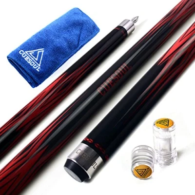 Image of CUESOUL SOOCOO Series 58&quot; 19oz 11.5mm Tip Maple Pool Cue Stick Set with Joint/Shaft Protector and Towel(CSSC U106)