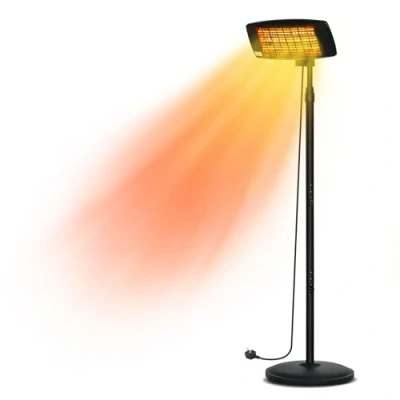 Image of Patio Heater Outdoor Electric 2000W Free Standing Garden with Remote 2KW Quartz for Restaurants, Cafes, Gardens