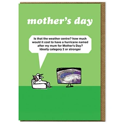 Image of Brainbox Candy Official Modern Toss Funny Mother&#039;s Day Card &#039;Hurricane&#039; Perfect Hilarious For Special Mum To Go With A Mothers Gift Sold
