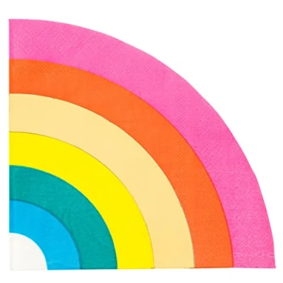 Image of Talking Tables Rainbow Shaped Paper Napkins for Kids Birthday or Pride Party Table Decorations, Pack of 16,29 x 29 centimeters, RBNAPKINS