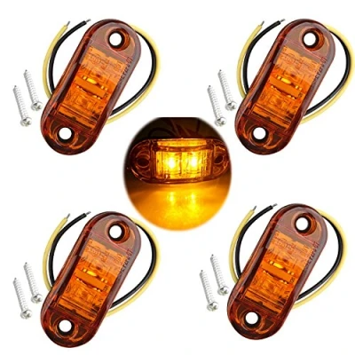 Image of Futheda 4pcs IP65 12V/24V Oval LED Side Marker Lights Front Rear Lamps Universal Indicator of Position with Amber Bulbs for Truck Trailer Van Caravan Lorry Car Bus Boats