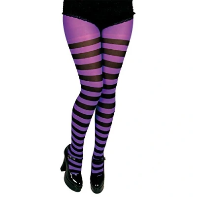 Image of Halloween Candy Stripe Fancy Dress Opaque Tights Purple/Black