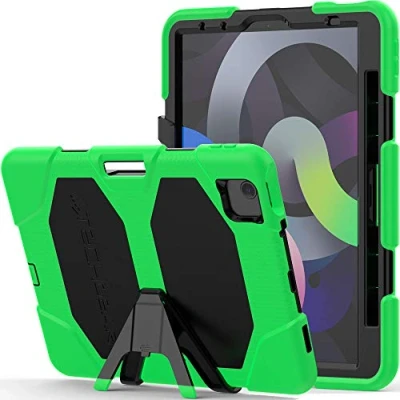Image of TECHGEAR G SHOCK Case for iPad Air 5/4 10.9&quot;, 5th / 4th Generation (Air 2022/2020) Tough Rugged HEAVY DUTY Armour Shockproof Survival with Stand Kids Schools Builders Workman Case, GREEN
