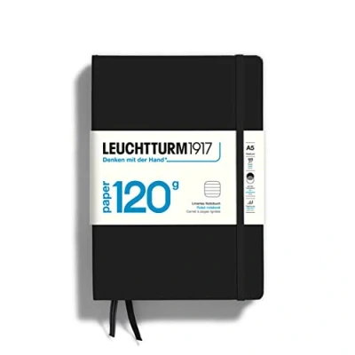 Image of LEUCHTTURM1917 363534 Notebook Medium (A5), Edition 120, Hardcover, 203 Numbered Pages, Black, Ruled with 120g/sqm Paper