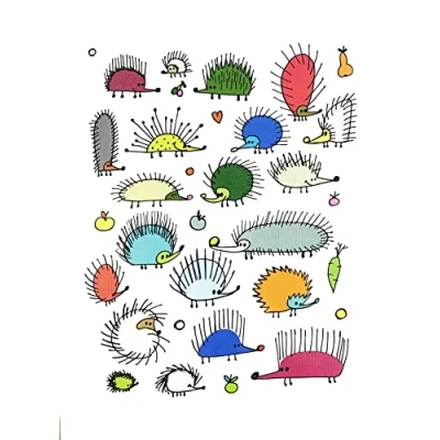 Image of Half a Donkey The Colourful Array of Hedgehogs Large Cotton Tea Towel