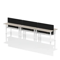 Image of Air B2B 1600x600mm Adjustable 6P Bench Desk CP Grey Oak/White + Screen