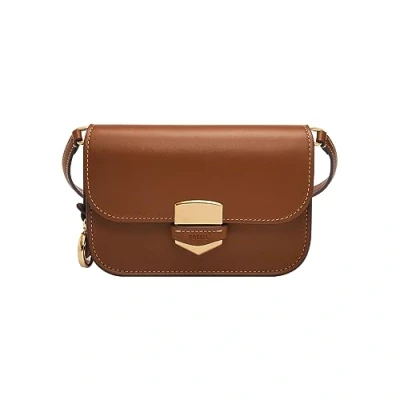 Image of Fossil women&#039;s bag Lennox, smooth cowhide leather Small Flap Crossbody, brown, l: 17.8 cm, w: 4.4 h: 12.7 ZB1926200