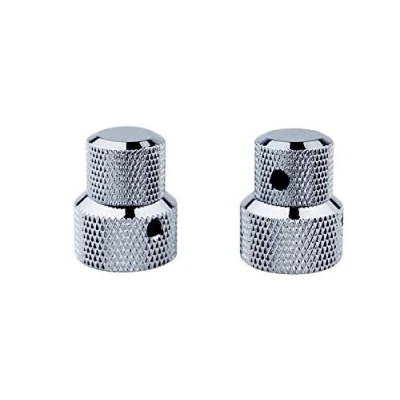 Image of Guyker 2Pcs Concentric Stacked Knobs, Dual Knurled Control High Grade Dome Volume Tone Knob Replacement for Electric Guitar or Precision Bass CNC Machined(Chrome)