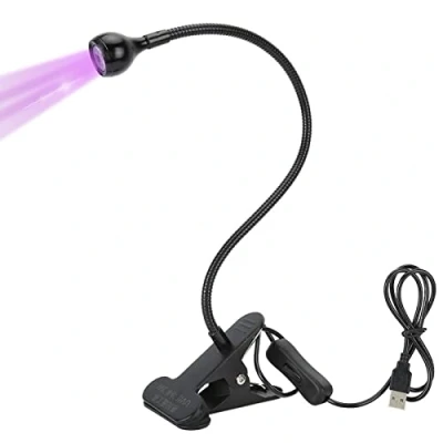 Image of Sharainn UV Glue Curing Lamp, USB 3W Lamp Ultraviolet LED Purple Light with Clip and Switch Support Plug Play for Phone Repair