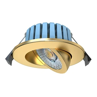 Image of LITECRAFT Lydia Recessed Downlight 7W LED Bathroom Tiltable Colour Changing Spotlight Brass