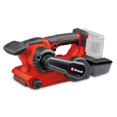 Image of Einhell Power X Change 18V Cordless Belt Sander for Wood with Dust Collector Brushless Motor, 3X P80 Sanding Belts TP BS 18/457 Li BL Solo Band Battery and Charger Not Included