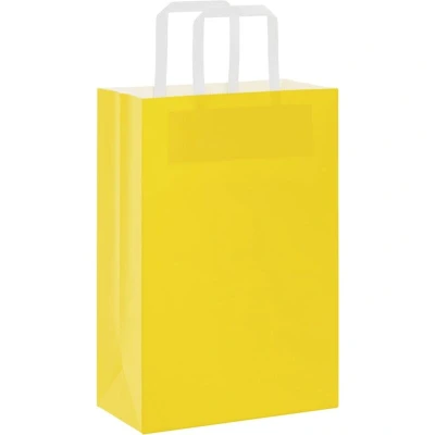 Image of vidaXL Paper Bags 250 Pieces with Yellow Handles 21 x 11 31 cm, Bag, Gift Bag