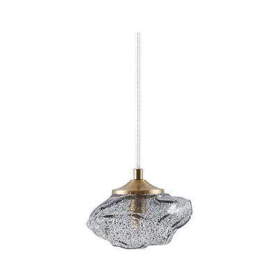 Image of Lindby pendant light Piatra, smoke/brass, glass, Ø 16 cm, G9
