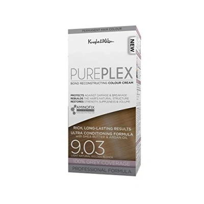 Image of Knight &amp; Wilson PurePlex Light Natural Golden Blonde Permanent Hair Colour Dye. Protect, Restore and Nourish with Aminofix. 9.03 Blonde. 100% Grey Coverage.