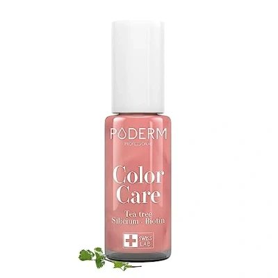Image of PODERM FUNGAL nail INFECTIONS Pink varnish TEA TREE Prevention &amp; treatment of Nails Yellowed/Damaged by TREATS COLOURS foot/hand Swiss Made