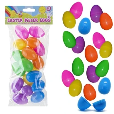 Image of Widdle Gifts Easter Egg Hunt Accessories and Games Re usable Sturdy Plastic Fillable Eggs (18 x 45mm 7012)