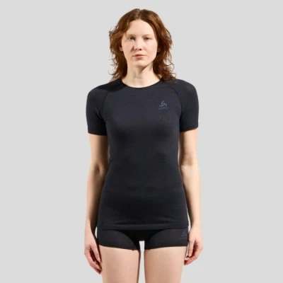 Image of ODLO TOP CREW NECK Seamless Sports Tshirt, Women&#039;s, Size: 12 14, Black