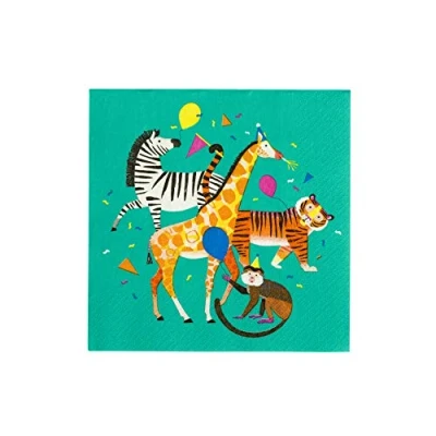 Image of Talking Tables Paper Disposable Napkin for Safari Zoo Jungle Animals Themed Partyware Kids Unisex Birthday Party, KidsNapkins, Medium