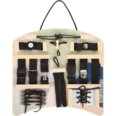 Image of small foot Connectors and Fastenings Activity Board, Diverse Motor Skills Fun for Kids Aged 3+ Years, 12391 Montessori Toys