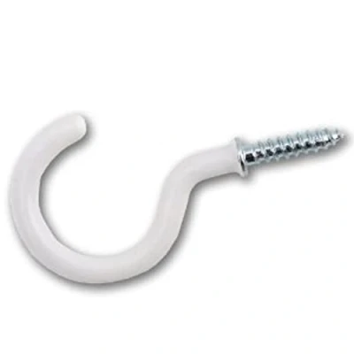 Image of The Home Fusion Company 6 White Cup Hooks + Shoulder Screw In 20mm 3/4
