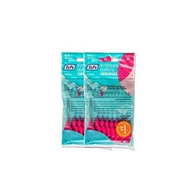 Image of 2 x TePe interdental Brushes, Pink, Original 8 Pieces, ISO0, 0.4 mm.