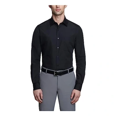 Image of Van Heusen Men&#039;s Dress Shirt Fitted Poplin Solid, Black, 16&quot; Neck 34&quot; 35&quot; Sleeve