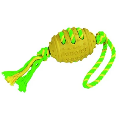 Image of Kerbl Football on a Rope Rubber/Cotton, 42 cm, Green/Yellow