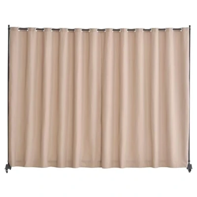 Image of VEVOR Room Divider, Portable Panel Divider with Wheels Curtain Stand, Freestanding Privacy Screen for Office, Bedroom, Dining Room, Study, Brown