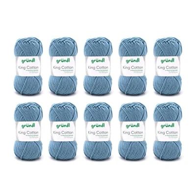 Image of Gründl King Cotton 55% Polyacrylic &amp; 45% 50g/78m Needle Size 6 7 10 x 50g Jeans