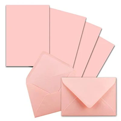 Image of 25x stationery sets DIN A5 with C6 envelopes pink wet glue (pink) matt writing paper