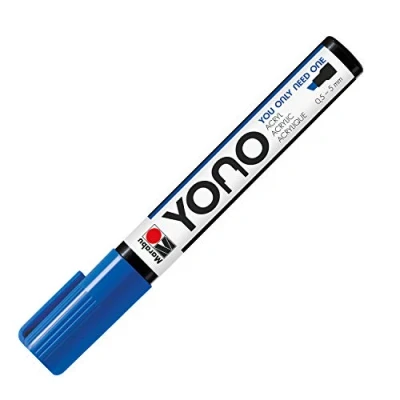 Image of Marabu 12400102053 YONO Marker, Dark Blue 053, Versatile Acrylic Pen with Japanese Chisel Tip, Water based, Lightfast and Waterproof, for almost all surfaces, 0.5 5 mm