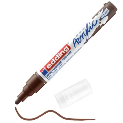 Image of edding 5100 acrylic marker medium brown 1 waterproof paint round nib 2 3mm pen for drawing on canvas, art paper and wood markers pebbles