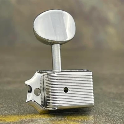 Image of Gotoh Vintage Tuners Rotary Knob with Rosette (Oval Nickel (6 in a line)