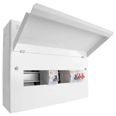 Image of Elucian CUEHIB14MSRCD8 14 Way High Integrity Metal Consumer Unit with 100A Mains Switch + 2 x 80A RCD 8 Free Ways