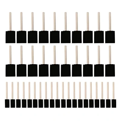 Image of KVSERT 40 Pcs Foam Sponge Paint Brush Wood Handle Set Tool for Acrylics Stains Varnishes